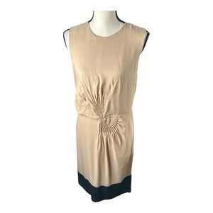 Vintage Diane‎ Von Furstenberg DVF Beige Sleeveless Lined Silk Dress Size 10